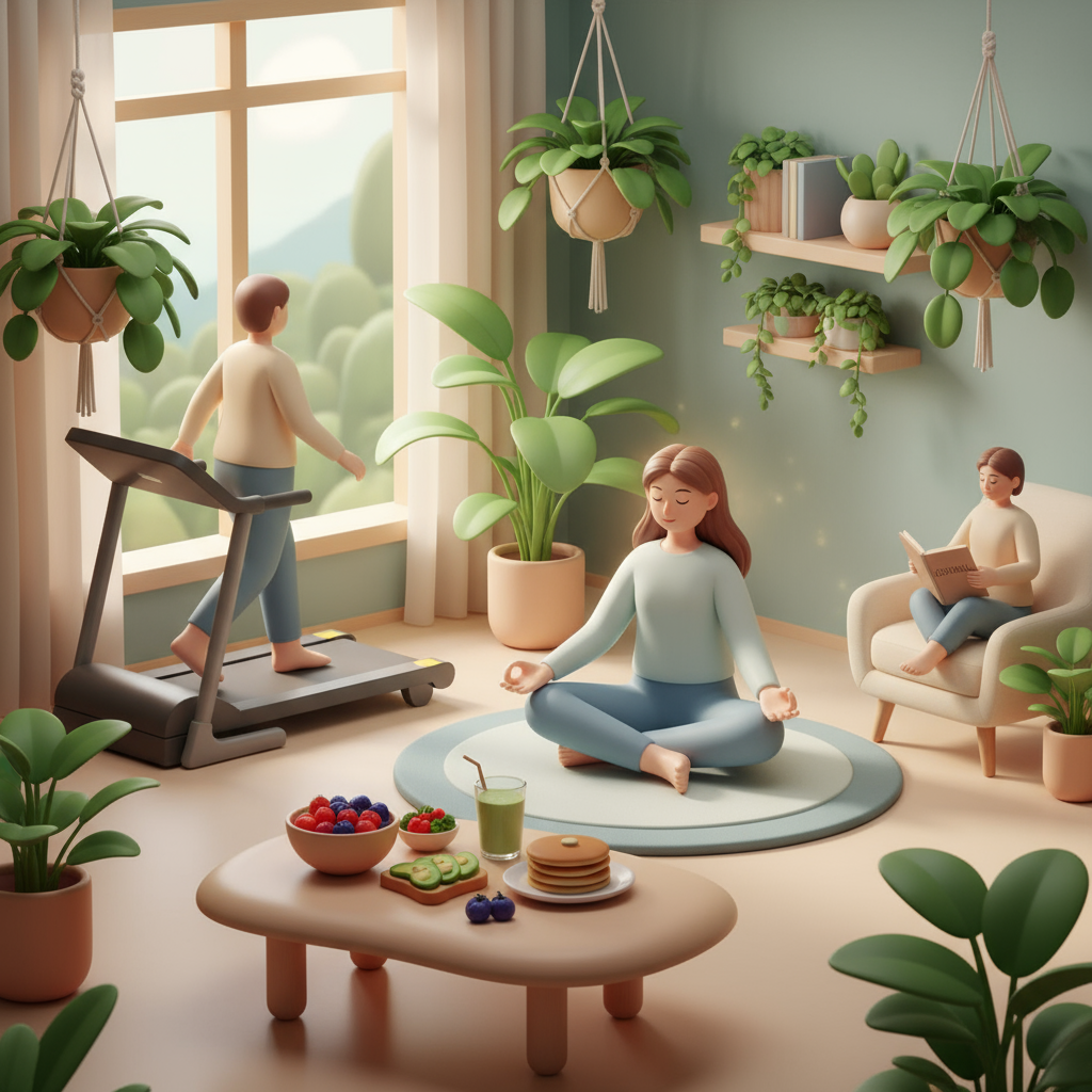 Woman practicing yoga in a park, symbolizing a free wellness routine